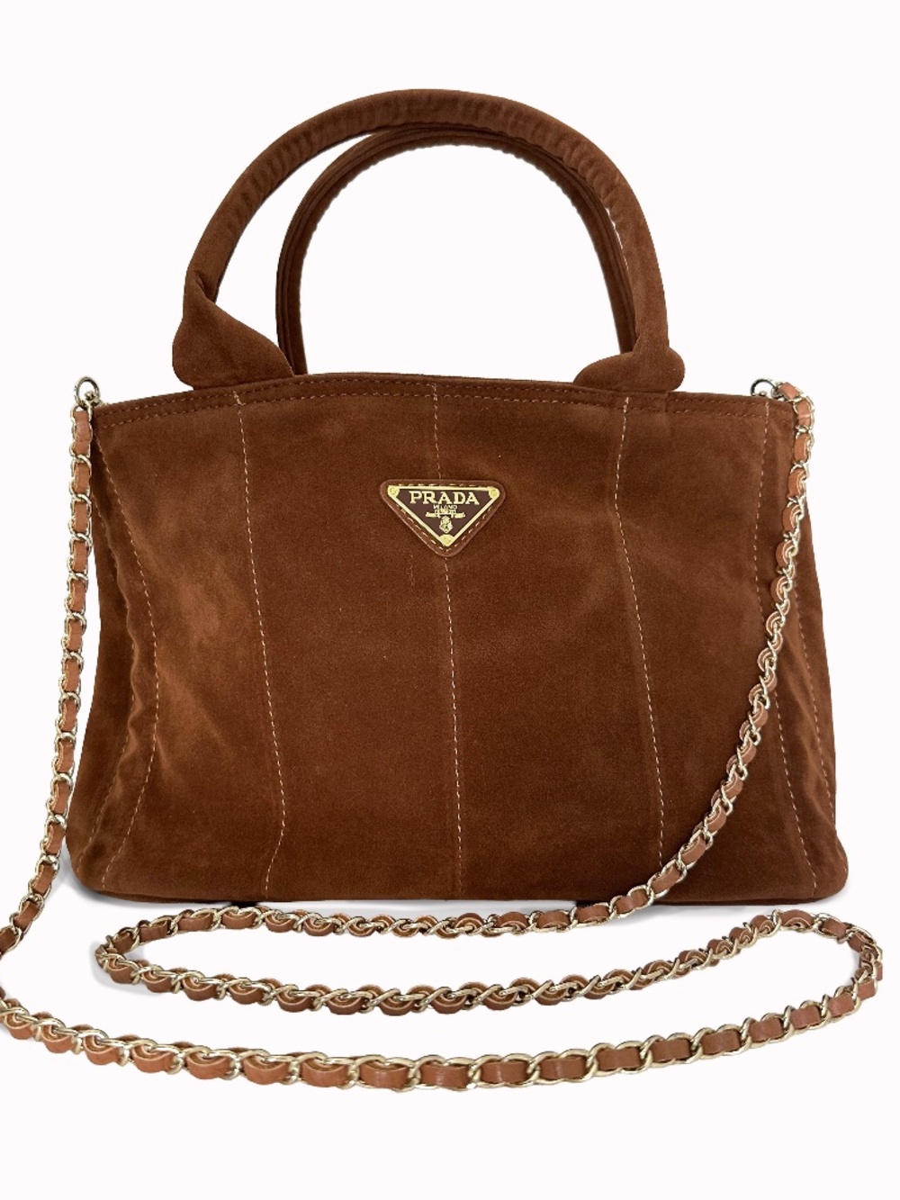 Vintage PRADA Milano Sienna Brown Suede Tote Bag – Made in Italy